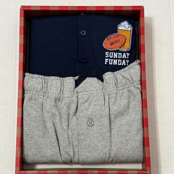 Life Is Good NWT Pajama Set Sz M Blue Grey Long Sleeve Henley And Knit Pants - Picture 4 of 9